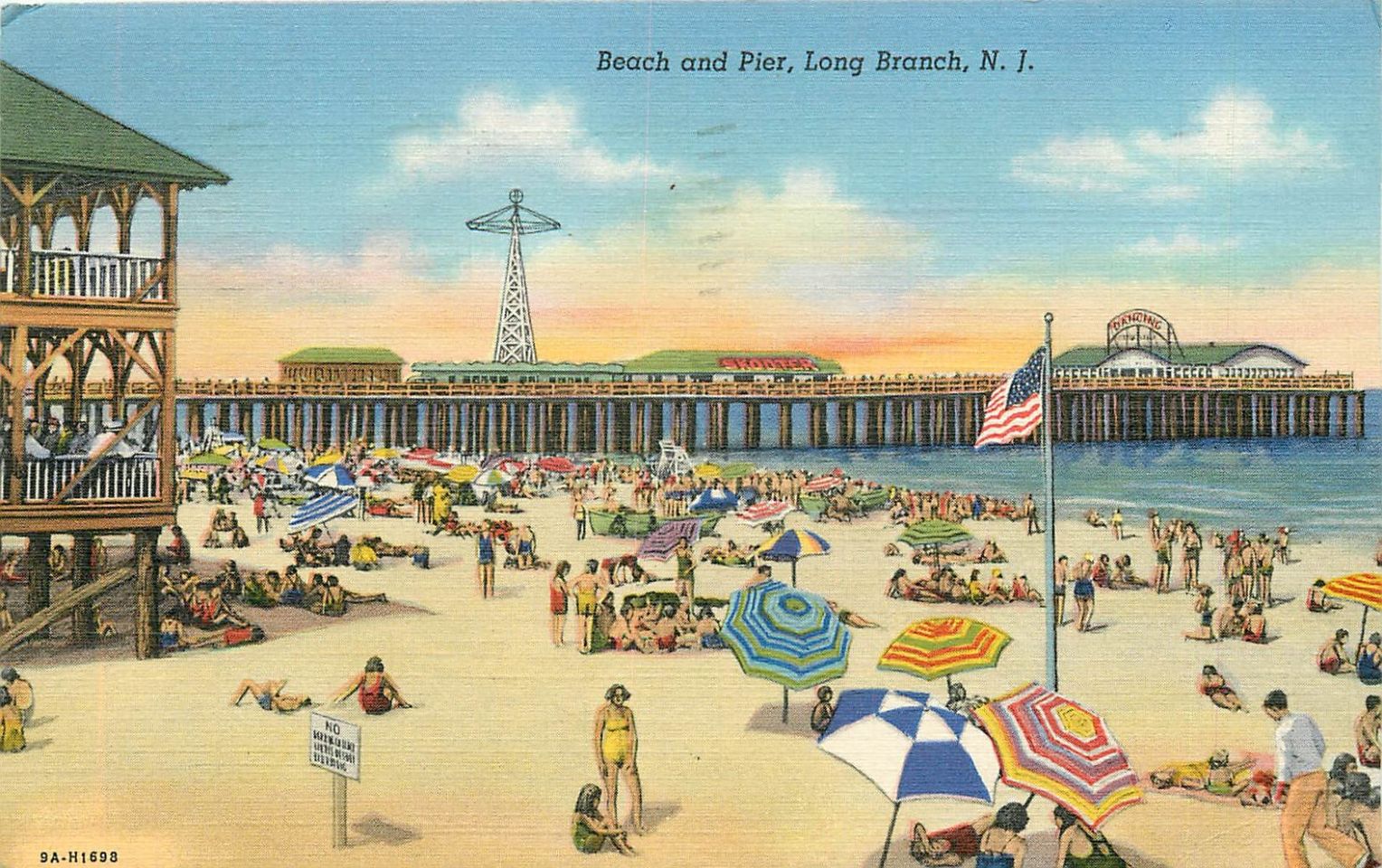 LONG BRANCH NEW JERSEY FISHING OFF THE PIER OLD POSTCARD VIEW